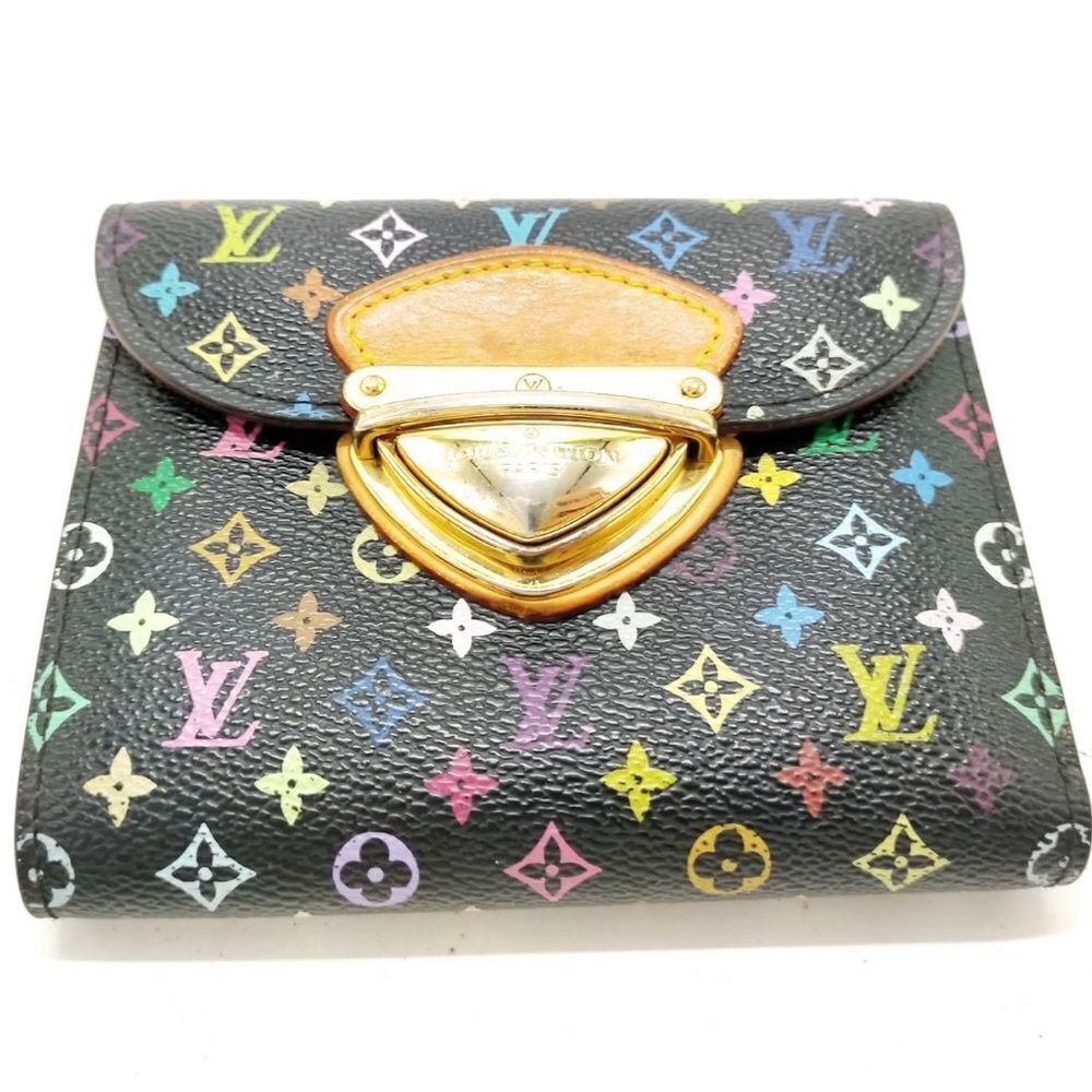 Auth Louis Vuitton Multicolor Monogram Murakami Portefeuille Joey Compact Wallet